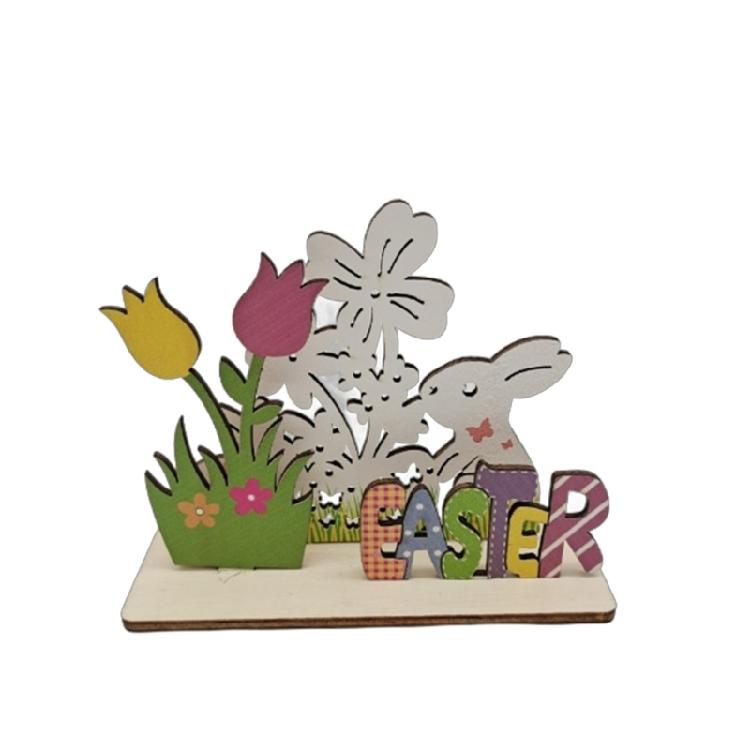 Artistic Wood Spring Rabbit Figure Rabbit Figurine For Enthusiasts Of All Ages And Space Spring Themed Sculpture