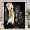 2 Pieces - Eagle  Motorcycle Printed Curtain - Polyester Material - Suitable for Bedroom Living Room Study Room Privacy Curtain