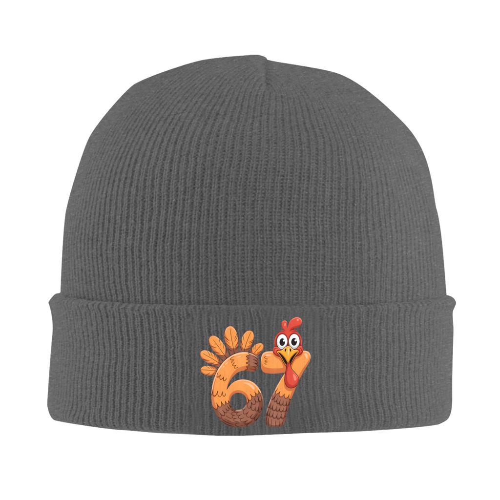 67 Thanksgiving Funny Turkey Thanksgiving 67 Turkey Beanie Hats Bonnet Hats Male Trendy Kpop Knitted Hat Winter Elastic Caps