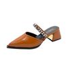 Beautiful fashion and high sense bag head half slippers women wear sandals summer with skirts high heels single shoes