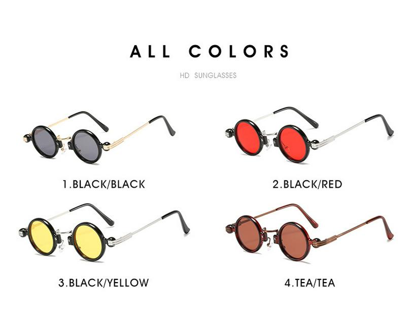 Europeiska & Amerikanska Retro Steampunk Runda Solglasögon - Små, Stilren Metall- & Plastdesign