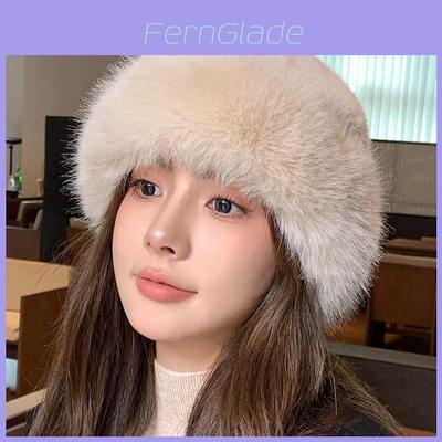 Winter Faux Fur Hat For Women With Warm Plush Material And Cloud Pattern Design For Casual Wear