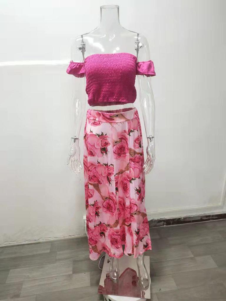 European & American Summer French Bohemian Print Midi Dress Set for Women 2026