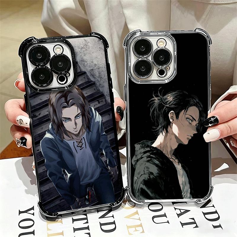 A-Attack On T-Titan Eren Yeager Plating Phone Case For Iphone 16 17 Pro Max Air 16E 14 15 Plus 12 13 Mini Anti-Fall Airabag Cove