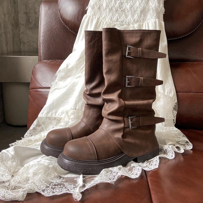 Spice Girls Boots Spring and Autumn New Folded Pile Boots Boots Boots Pants Boots Women's Maillard Boots