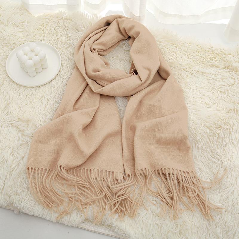 High Quality Cashmere Scarves Women  New Winter Thicken Warm Soft Pashmina Shawls Wraps Solid Female Wool Long Tassel Scarf