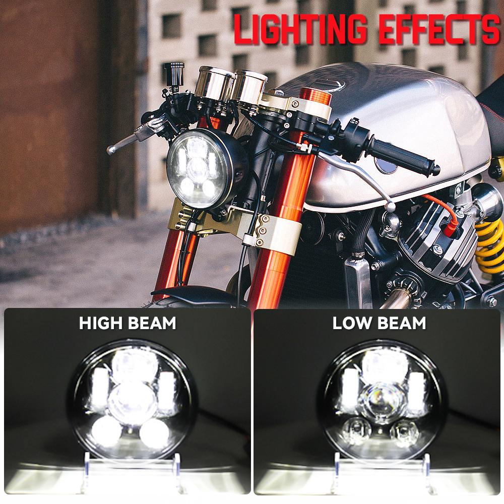 5.75 Inch LED Headlight Projector Halo Ring H4 Motorcycle 5 3/4" DRL Turn Signal For Harley Sportster Dyna Iron 883 Triumph Lamp