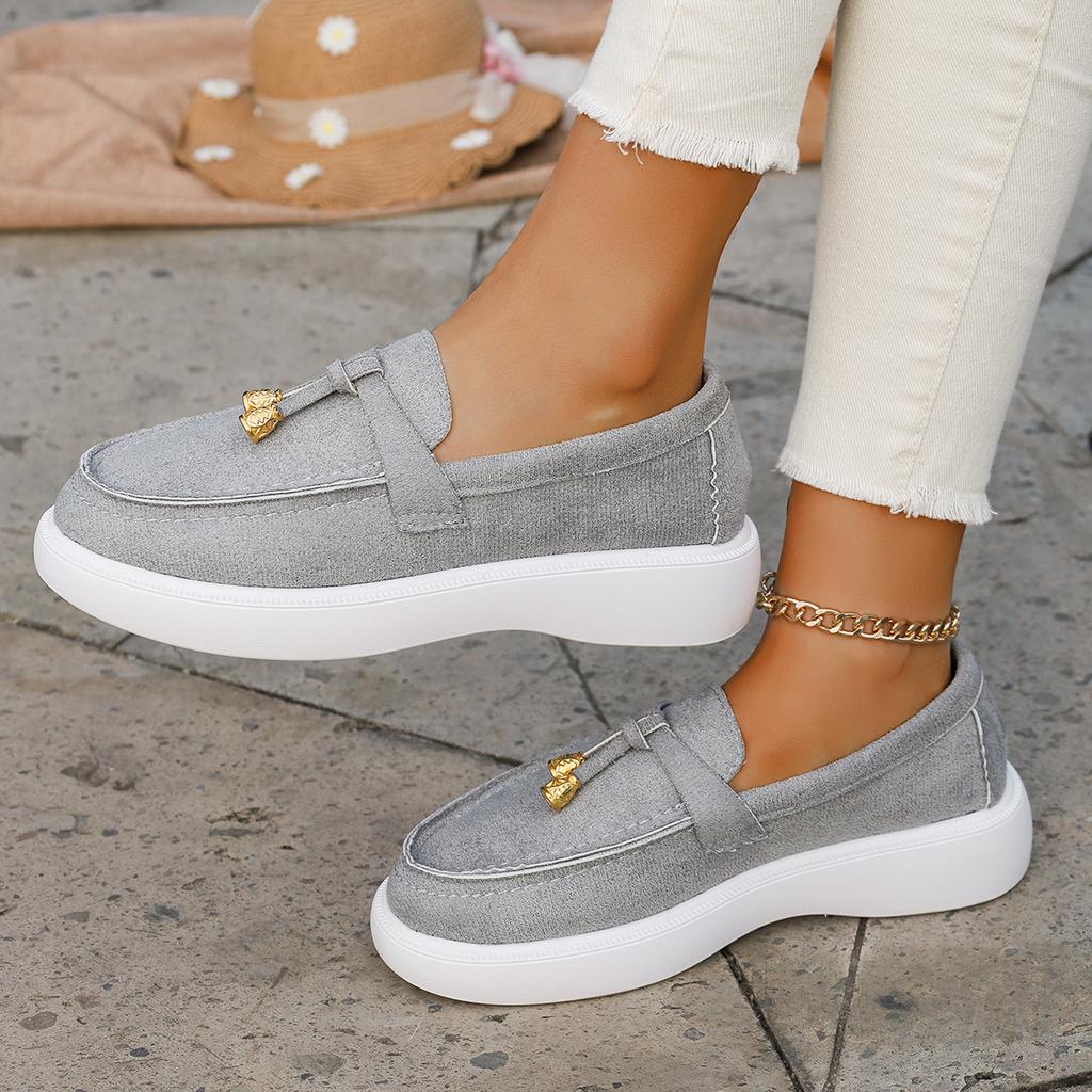 New Lefu Shoes Women's Soft Leather Retro Lazy Man Step On Thick Sole Flat Bottom Comfortable Single Shoe