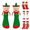 Cartoon Christmas Socks Magnetic Holding Hands Socks Cute Snowman Reindeer New Year Socks Fun Gifts for Girls Teens Birthday Holidays