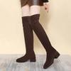 Fashion Long boots for women Spring and autumn thick heel high boots elastic over the knee long boots mid heel khaki