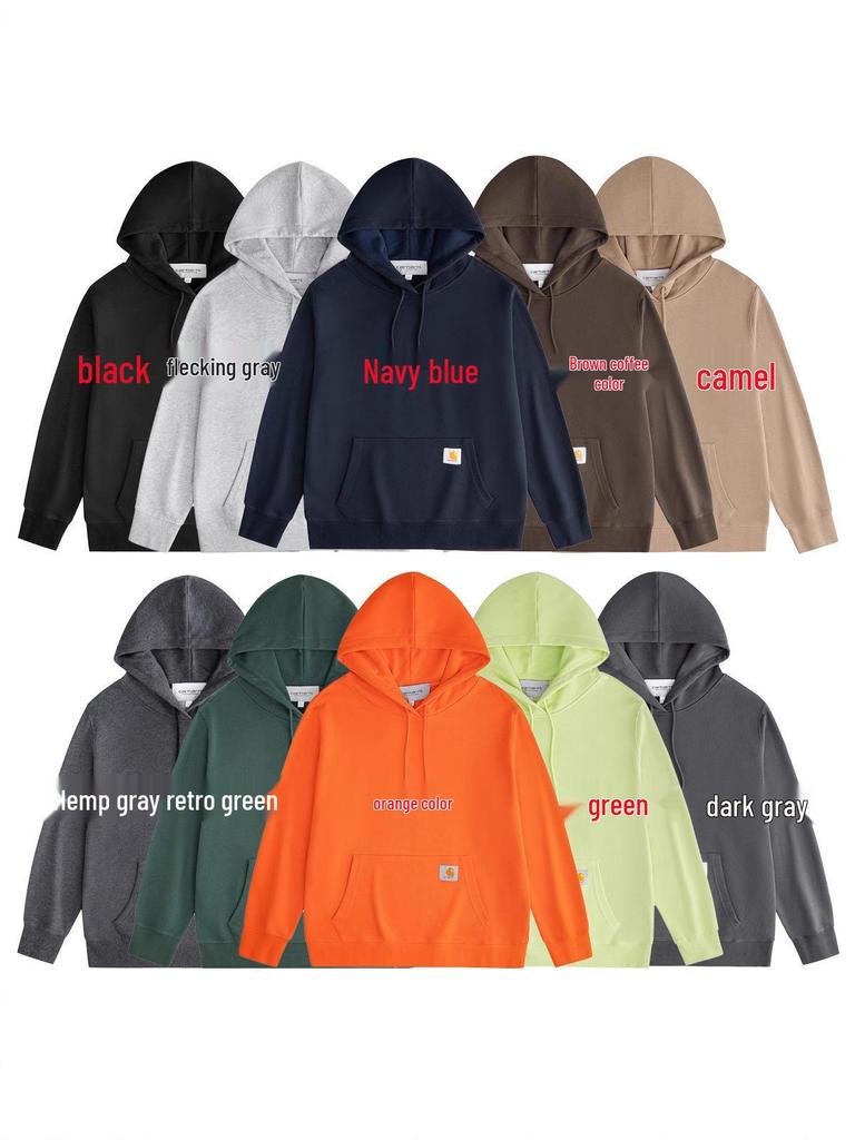 Unisex Classic Solid Color Logo Embroidered Hoodie