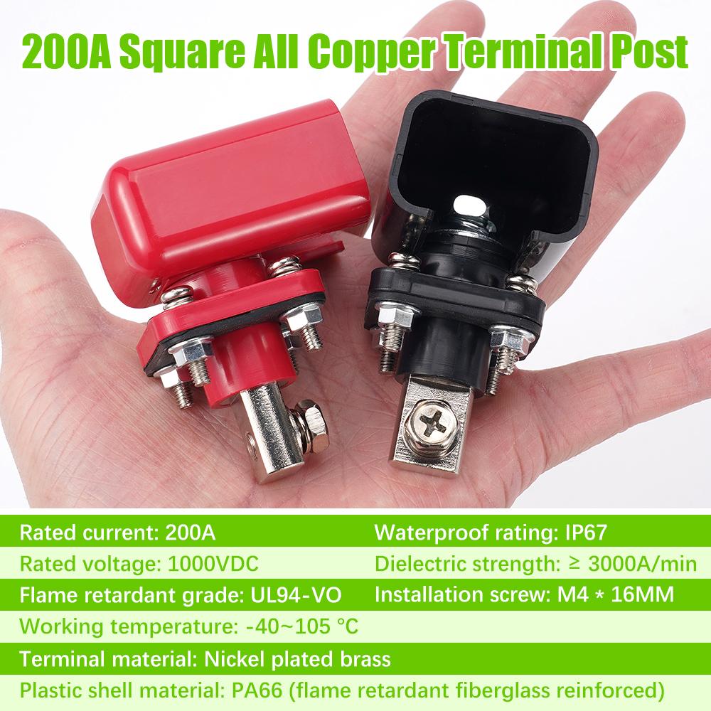 All-Copper Lithium Battery Terminal Connector Energy Storage Terminal Battery Connector Adapter Inverter Plug 200A