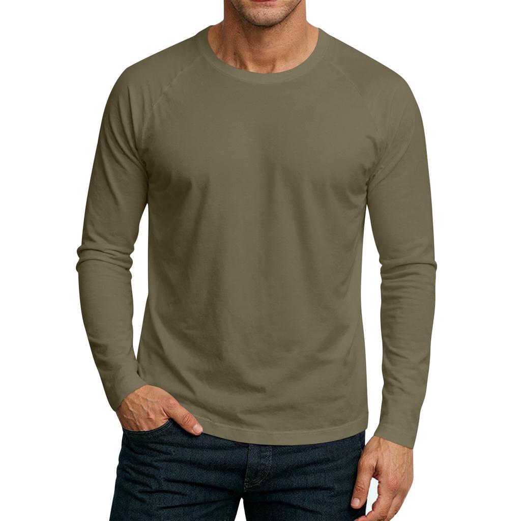 Men's Round Neck Plunger Long Sleeve T-Shirt Top
