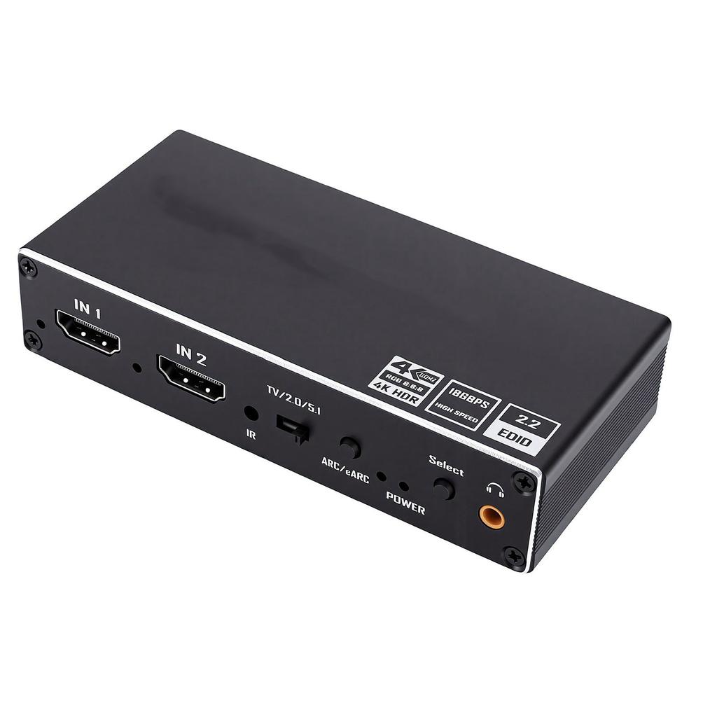 HD Multimedia Interface 2.0 Switcher ARC 2 in 1 Out with Sound Extractor Support 4K 60Hz for HDTV