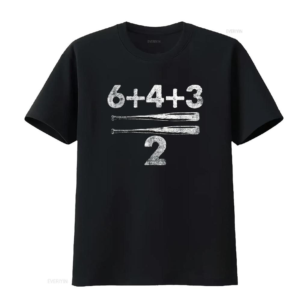 Baseball Mathe 6 4 3 2 Double Play Süßes Softball Spiel T-Shirt vintage Gewaschen Stilvoll Grafik Vielseitig Unisex Streetwear