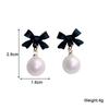 Black Red Bowknot Elegant Hanging Earrings Imitation Pearl Ball Pendants Korean Fashion Sweet Small Earrings brincos 2025 new