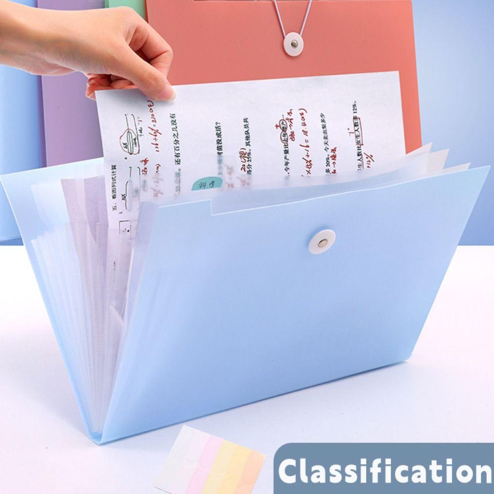 12 Layers A4 File Folder Elastic Strap Design Exam Paper Storage Booklet File Bag Document Storage