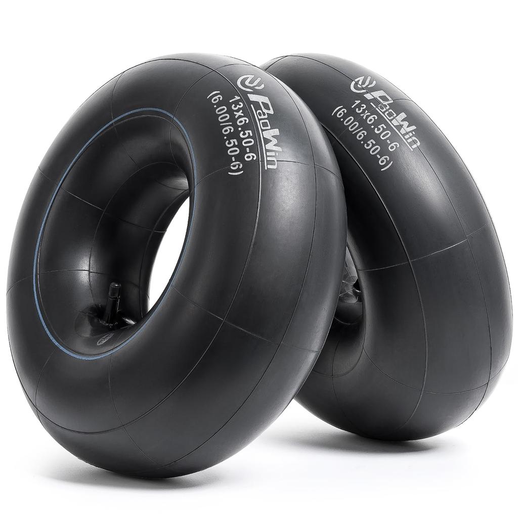 PaoWin Tire Tubes with TR13 Lawn Mower Lawn Mower Hand Cart Tiller Tubes 2-Pack 13x6.50-6 Tubes, 13x6.50-6 Valves, 13x6.50-6 Tubes, 13x6.50-6 Tubes,