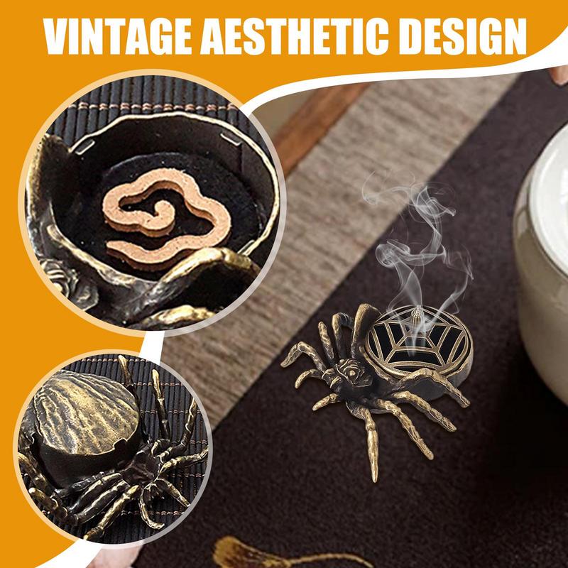 Kreativ retro spindelform Rökelsebrännare Buddhistiska redskap Rökelsebrännare Zinklegering Husinredning för lugnande, rogivande