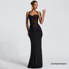 Mesh Patchwork Lace-Up Long Dress