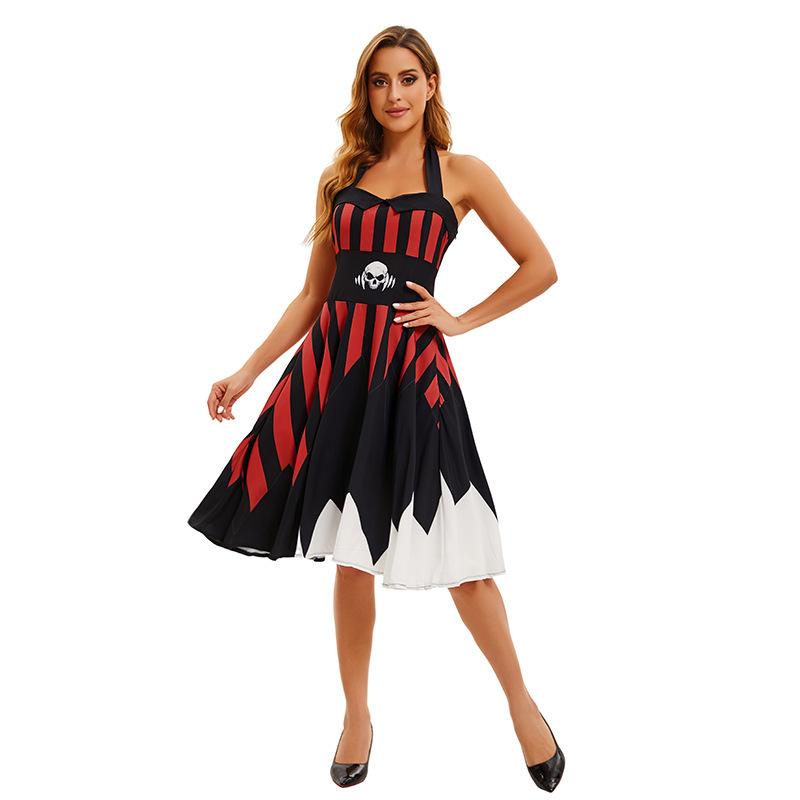 

Новое Хэллоуинское платье Женское платье на бретелях с принтом Платье для сценического выступления Женское 2XL