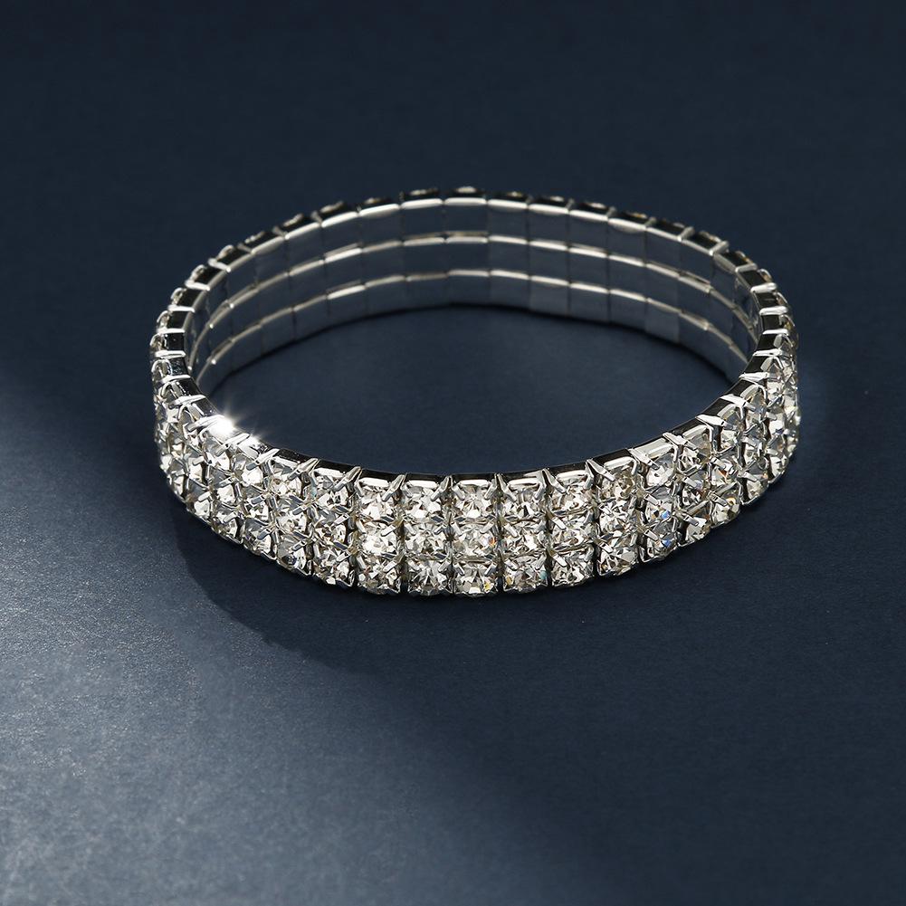 Versatile Rhinestone Bracelet: Elegant Bride's Elastic Bangle