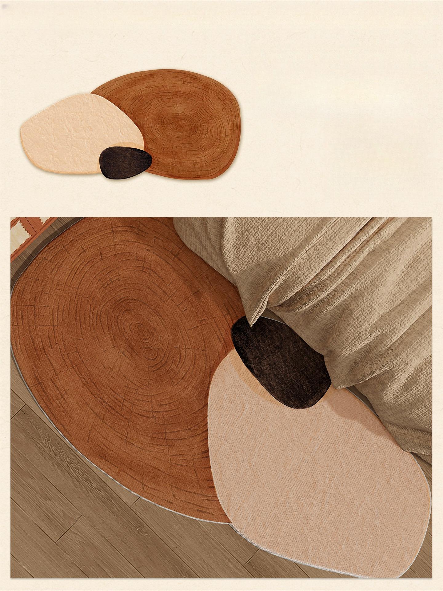 Tapis de Décoration de Chambre à Coucher de Forme Irrégulière Tapis Style Nordique pour Salon Tapis de Sol Doux Moelleux de Chevet Tapis Épais en Peluche pour Salon 80x160cm