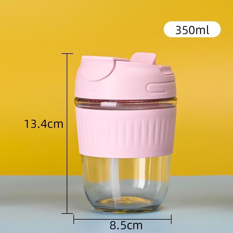 

Elegant Glass Coffee & Water Cup with Straw - Portable for Women, Office, Students 350ml-500ml