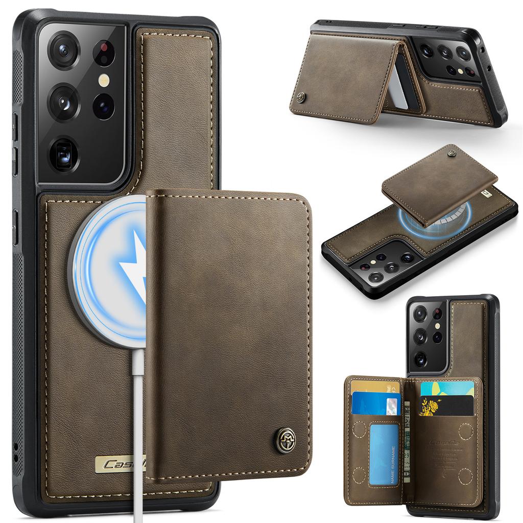 For Samsung Galaxy S21 Ultra 5G Magnetic Case CASEME ME80 Series Leather PC TPU Phone Cover with Detachable Wallet