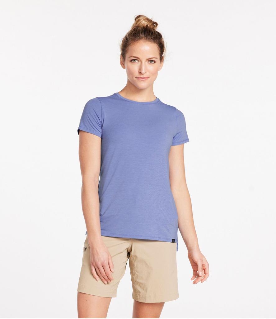 LL Bean Everyday Sunsmart Short US Size Nautical Navy 1000216669 Women's Tee, Sleeve, Fit, Regular, M, Blue,
