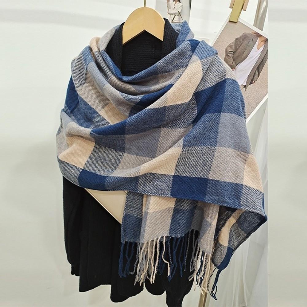 Thick Imitation Cashmere Shawl Windproof Shawl Wrap Fashion Plaid Scarf  Gift