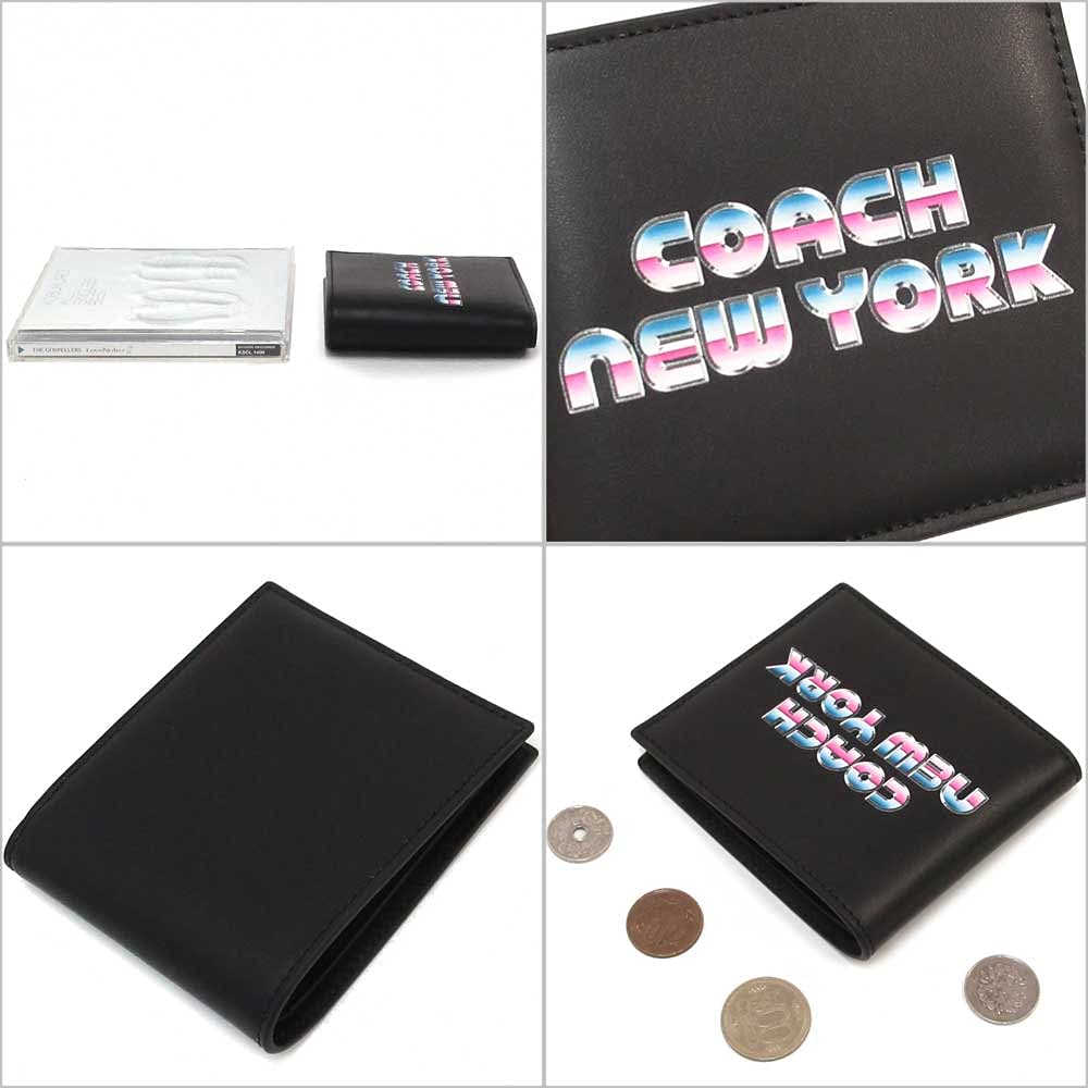 Wallet Outlet New York Evening Graphic Double Billfold Wallet Bifold Wallet C3412 QBBK [Coach] Men's Women's 80's [Item]