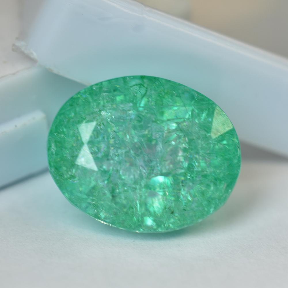 Natural Green Emerald 21.55 Ct Certified Oval Cut Loose Gemstone Making For Gift