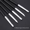5 PCS Nail Art Sculpture Silicone Pen Kit, Wooden Painting 3D Effect Sculpture Cleaning Brush