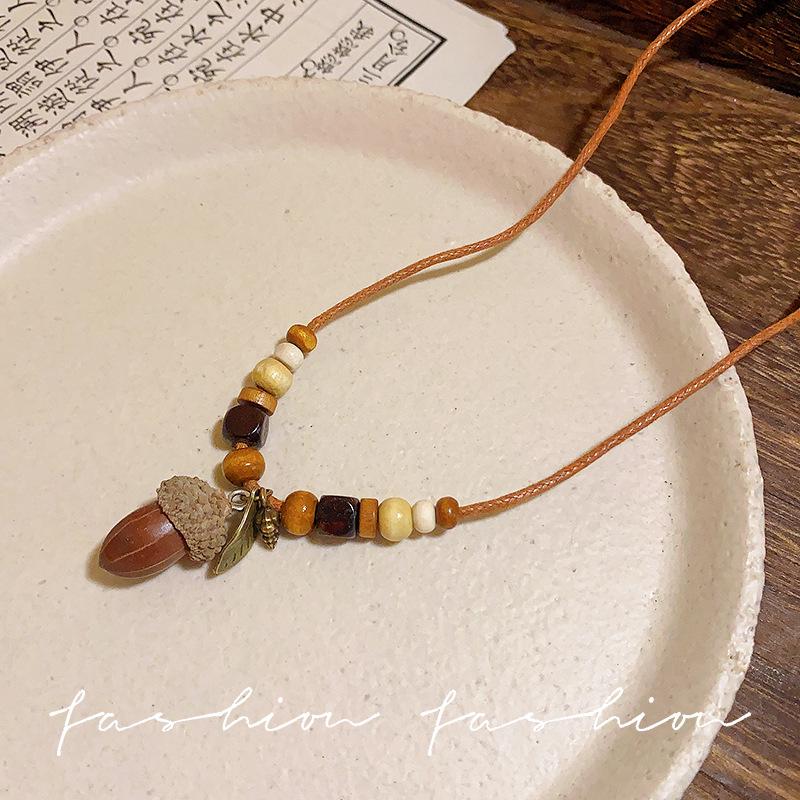 Colier Etnic Stil Ghioc de Stejar: Accesoriu de îmbrăcăminte unisex din bumbac și in țesut manual