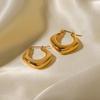 18K Gold-Plated Geometric Rhombus Drop Earrings - European and American INS Style, Stainless Steel Jewelry for Women