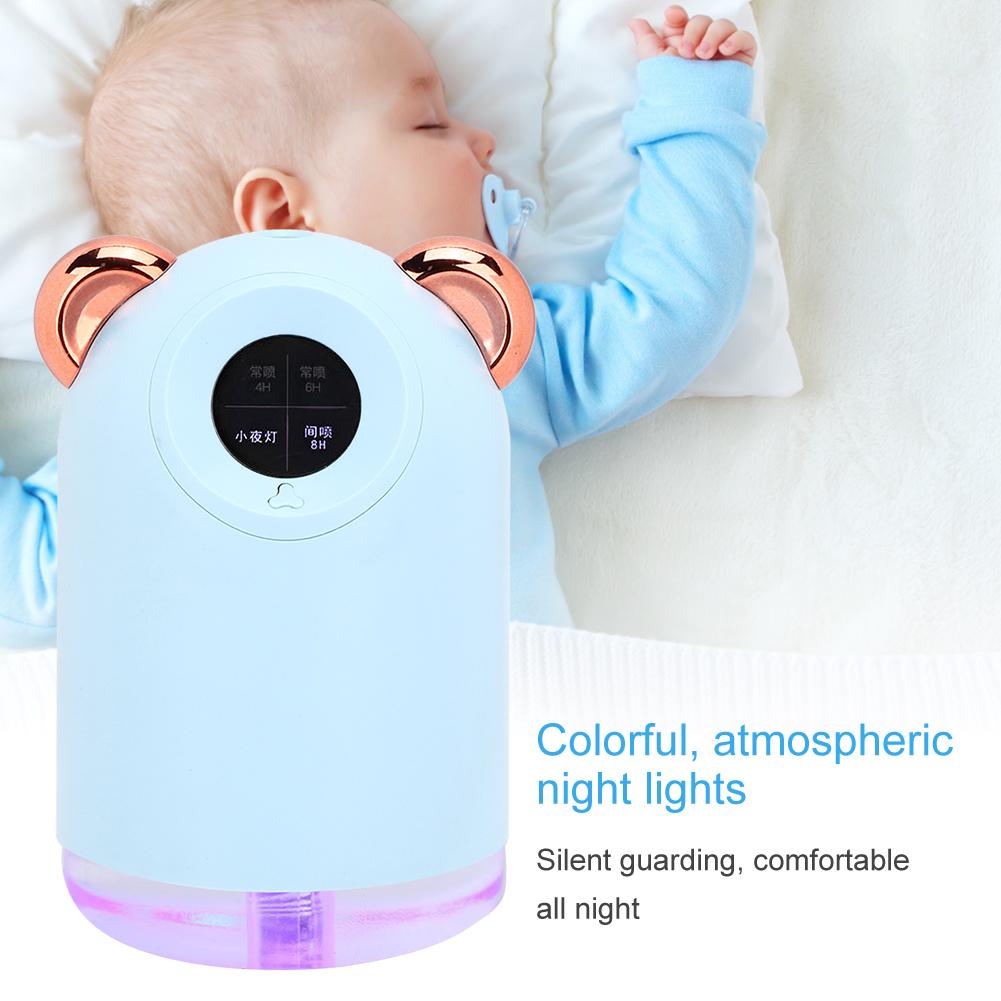 Desktop Air Humidifier USB Cute Household Air Atomizer 220ml Blue with Light