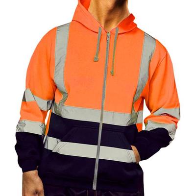 Hi Viz Παλτό εργασίας υψηλής ορατότητας Ανδρικό αντανακλαστικό φούτερ ασφαλείας Παλτό με κουκούλα