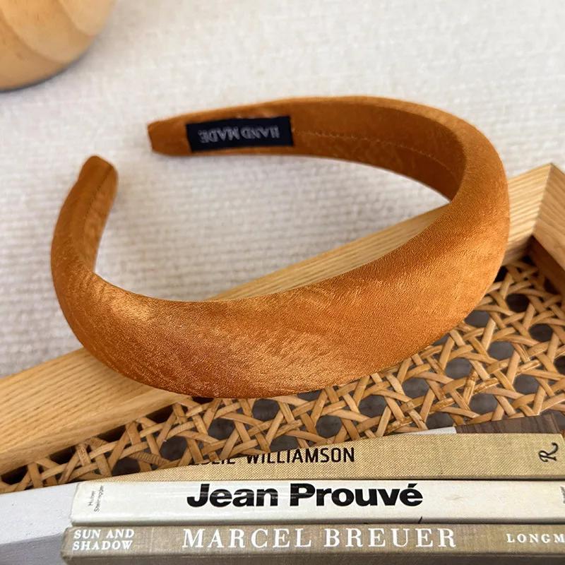New Pumpkin Color Headband Velvet Sponge Wide Hair Band for Woman Girl Elegant  Hair Hoop Autumn/Winter Fashion Hair Accessories