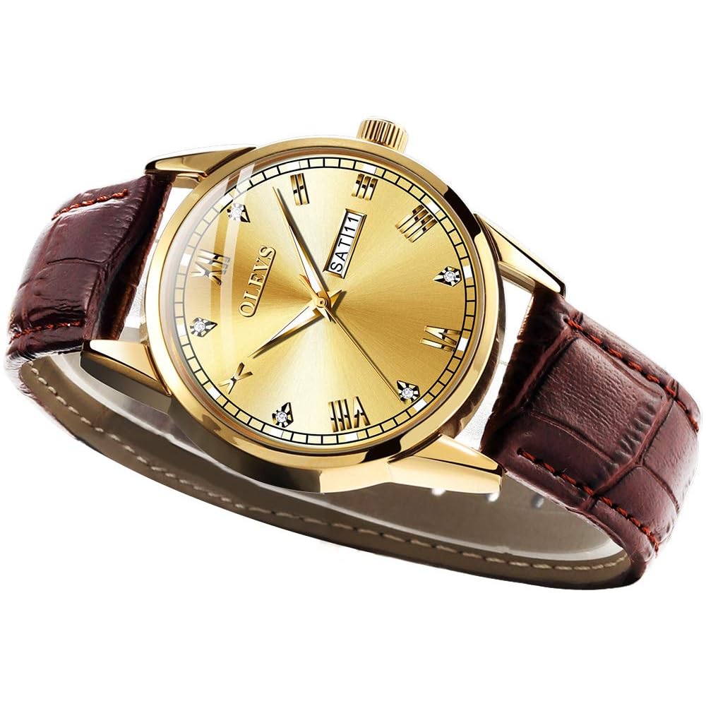 OLEVS Men s Ultra-Thin Analog Quartz Watch with Leather Strap and Date Display
