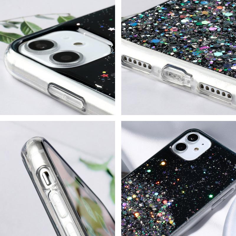 Girl's Heart Starry Sky Epoxy Suitable for iPhone15 Glitter Apple 14Pro Factory 11/12 Mobile Phone Case Soft