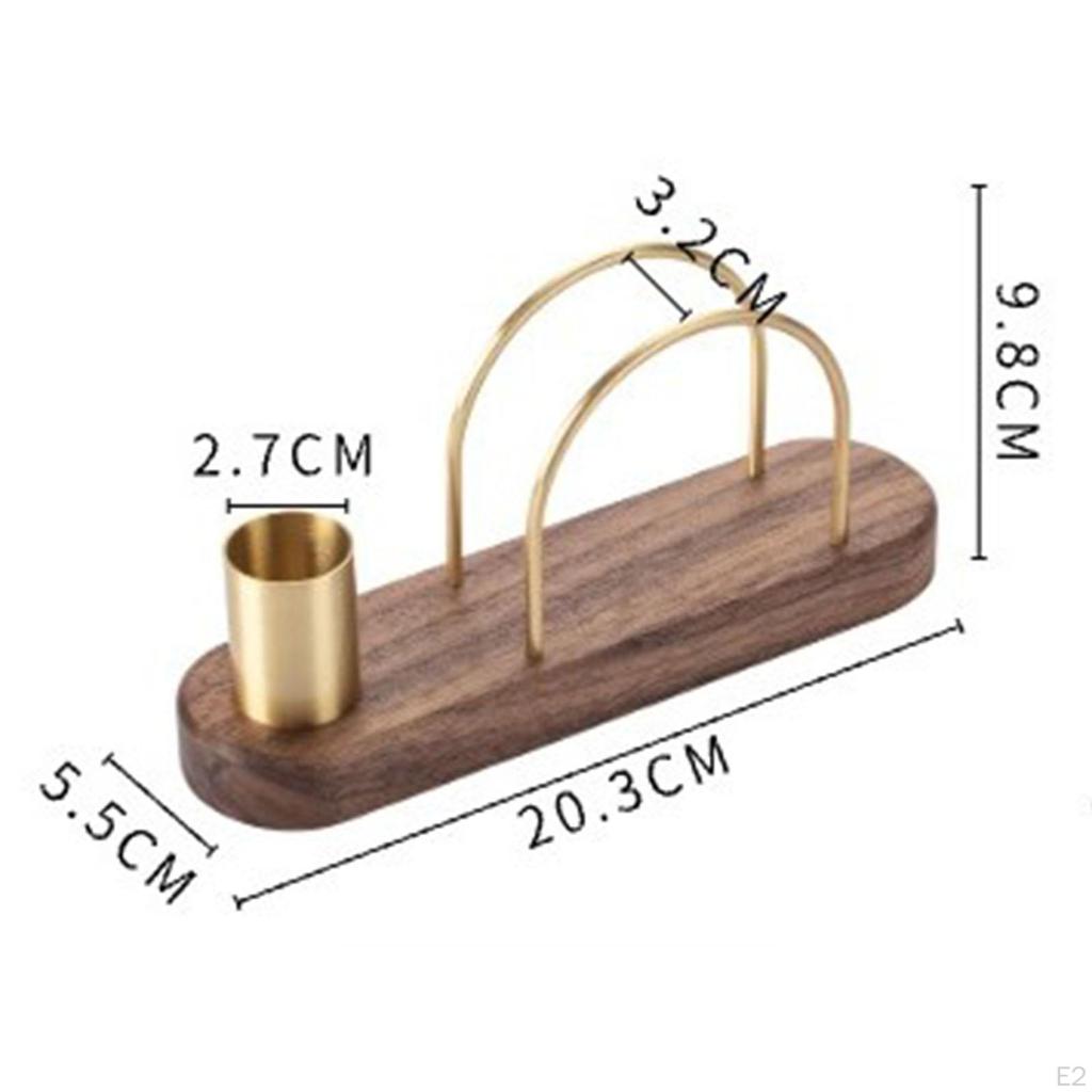 Napkin Holder Stand with Toothpick Wooden Base Brass Elegant Dispenser for Home