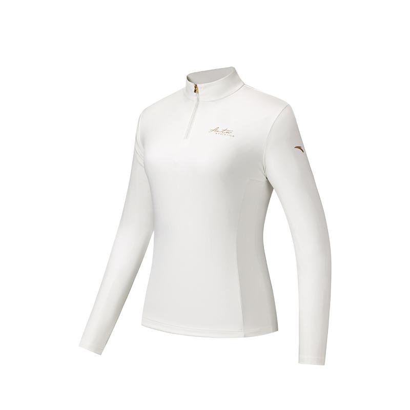 Anta Simple Comfortable Stand Collar Fashion Letter Versatile Long Sleeve Knit Sweater Women Tops 162547403-1