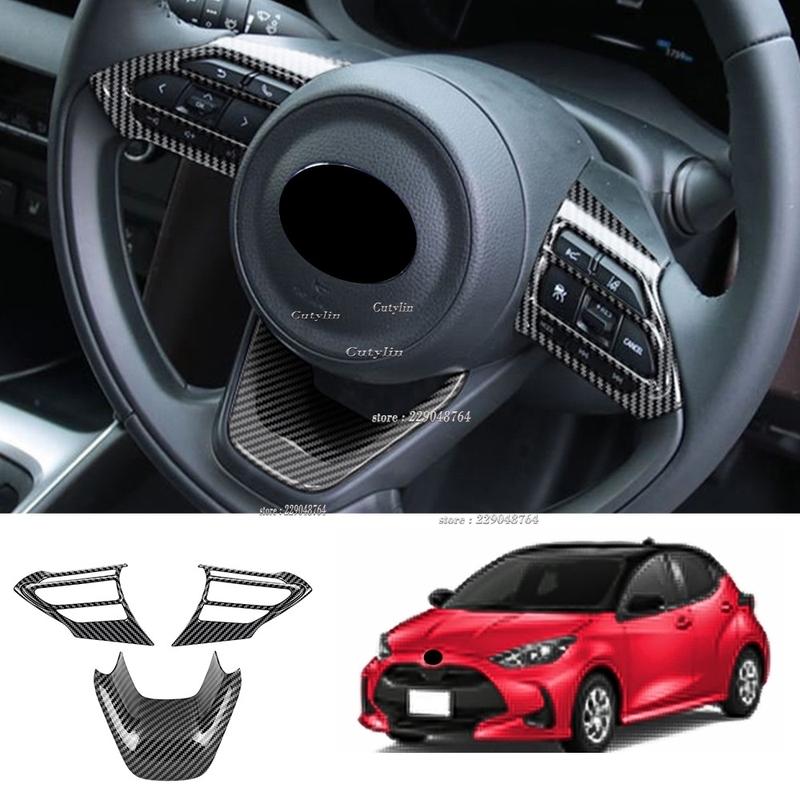 For Toyota Yaris /Yaris Cross    ABS Black Glossy Steering Wheel Panel Switch Button Cover Trim Interior Accessories