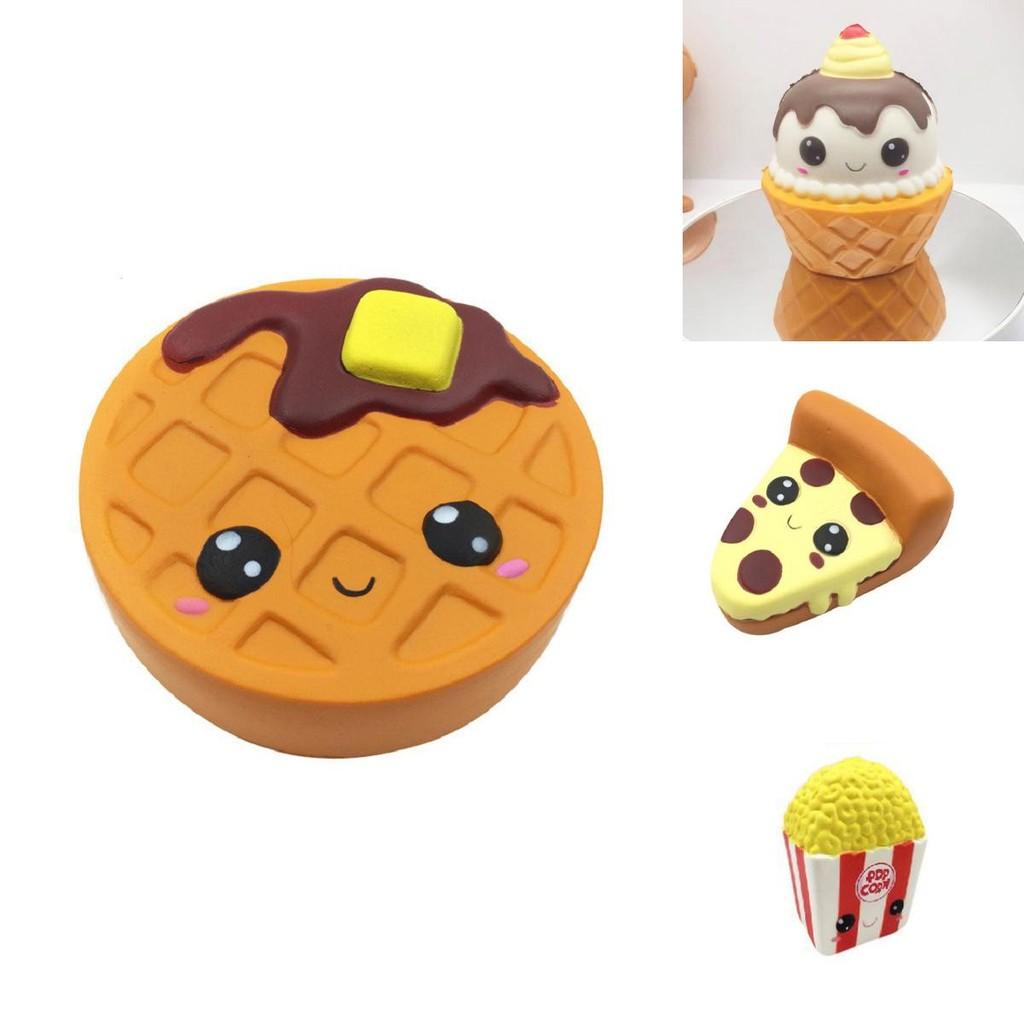 Charming Squishy Dessert Ice Cream Cone Pu Cookie And Waffle Pizza Foam Toy