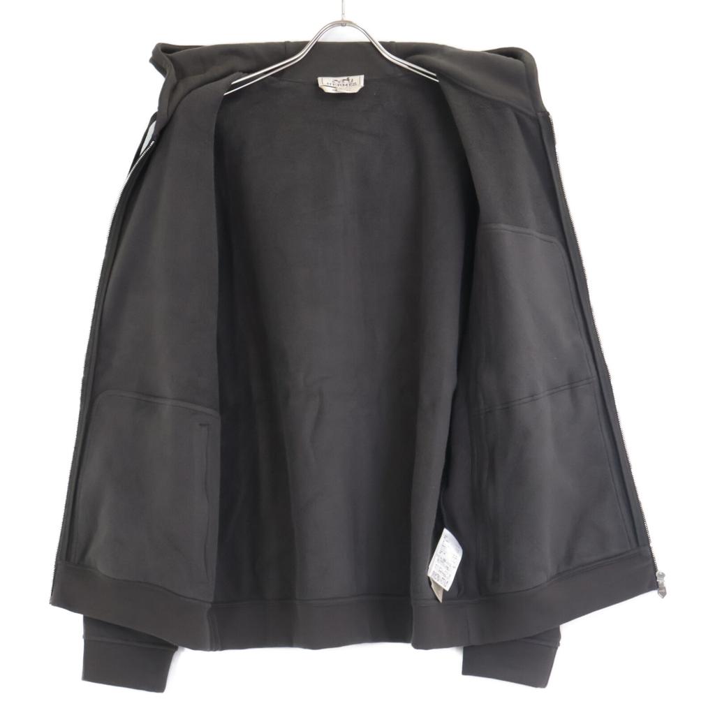 HERMES [Excellent Condition/Domestically Manufactured/Made in 2014] Nylon/Sweatshirt Zip-Up Hoodie Jacket L Gray / blackUsed