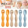 Set di Cucchiaini Antiscivolo per Bambini 2 Pezzi Cucchiaio in Silicone, Morbido per Allenamento Toddler per Purea di Frutta, Utensili per Svezzamento a LED Manico Antiscivolo Alimentazione Infantile