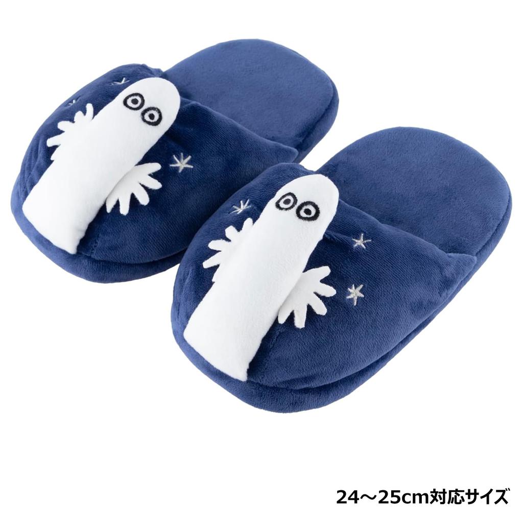 MORIPiLO Moomin & Hattifatteners Slippers, Indoor Room Shoes (Fluffy and Soft), 24.0-25.0cm, Plush Toy, Nordic Style, Cute, Navy, by Morishita Pillows