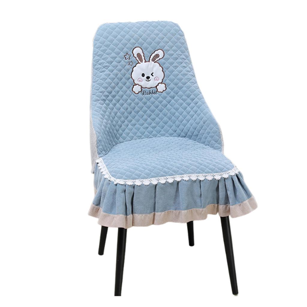 New Cartoon Cute European Cover Skirt Rabbit Seat Cushion Dining Chair Curved Cover Seat Cushion Integrated Pad