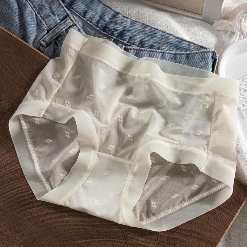 Summer Ice Silk Panties Women's Underwear Antibacterial Crotch Lace Traceless Breathable Quick Drying Sexy Panty